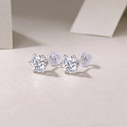 1 Carat Moissanite Stud Earrings – Six-Prong Sparkle