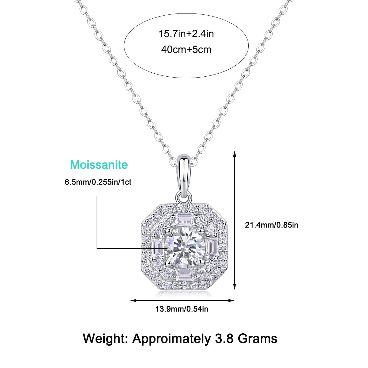 Moissanite Mini Cube Pendant Necklace – Chic Geometric Sparkle