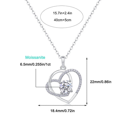 Moissanite Heart Pendant – Intertwined Love Necklace