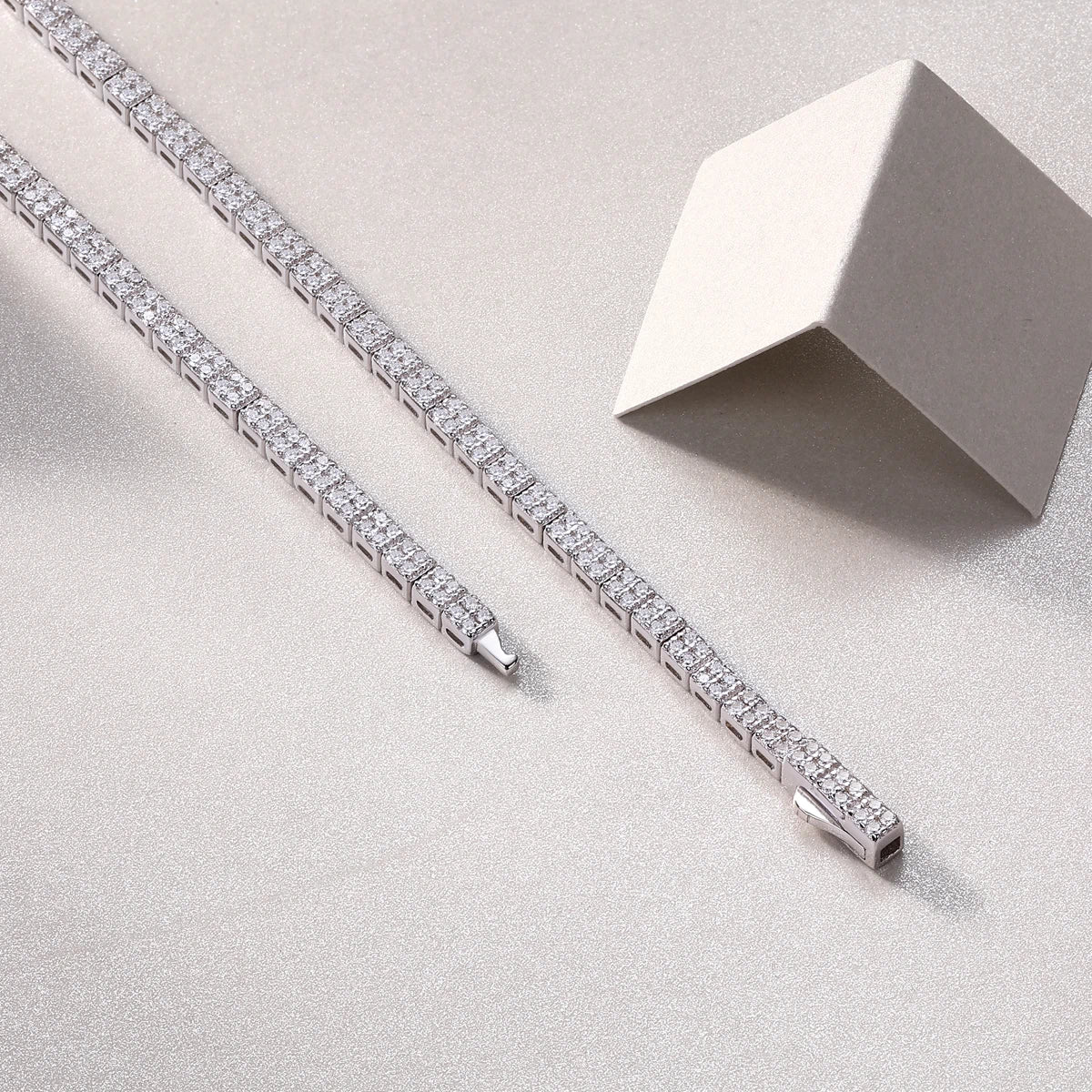 Winter Lake Moissanite Necklace – Elegant Sparkling Square Pendant