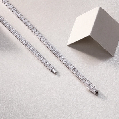 Winter Lake Moissanite Necklace – Elegant Sparkling Square Pendant