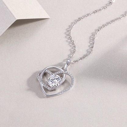 Moissanite Heart Pendant – Intertwined Love Necklace
