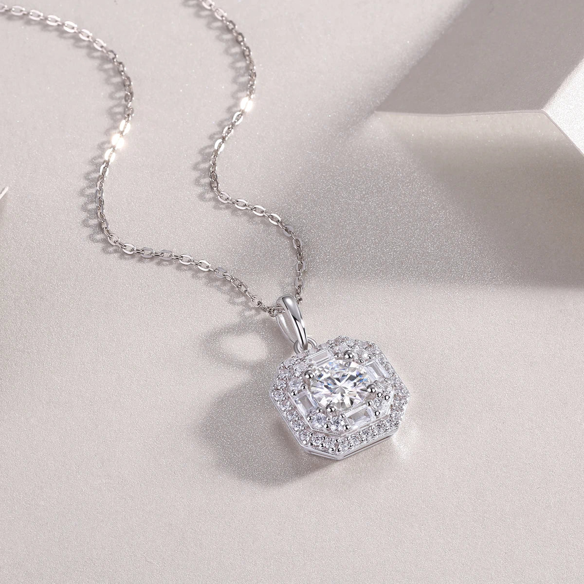 Moissanite Mini Cube Pendant Necklace – Chic Geometric Sparkle