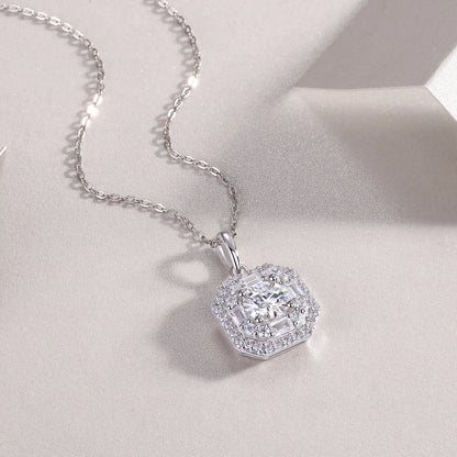 Moissanite Mini Cube Pendant Necklace – Chic Geometric Sparkle