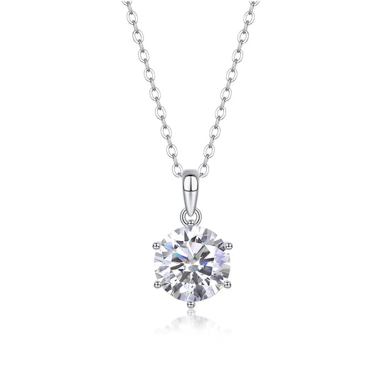 Dancing Breeze Moissanite Pendant – Classic Six-Prong Sparkle