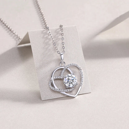 Moissanite Heart Pendant – Intertwined Love Necklace