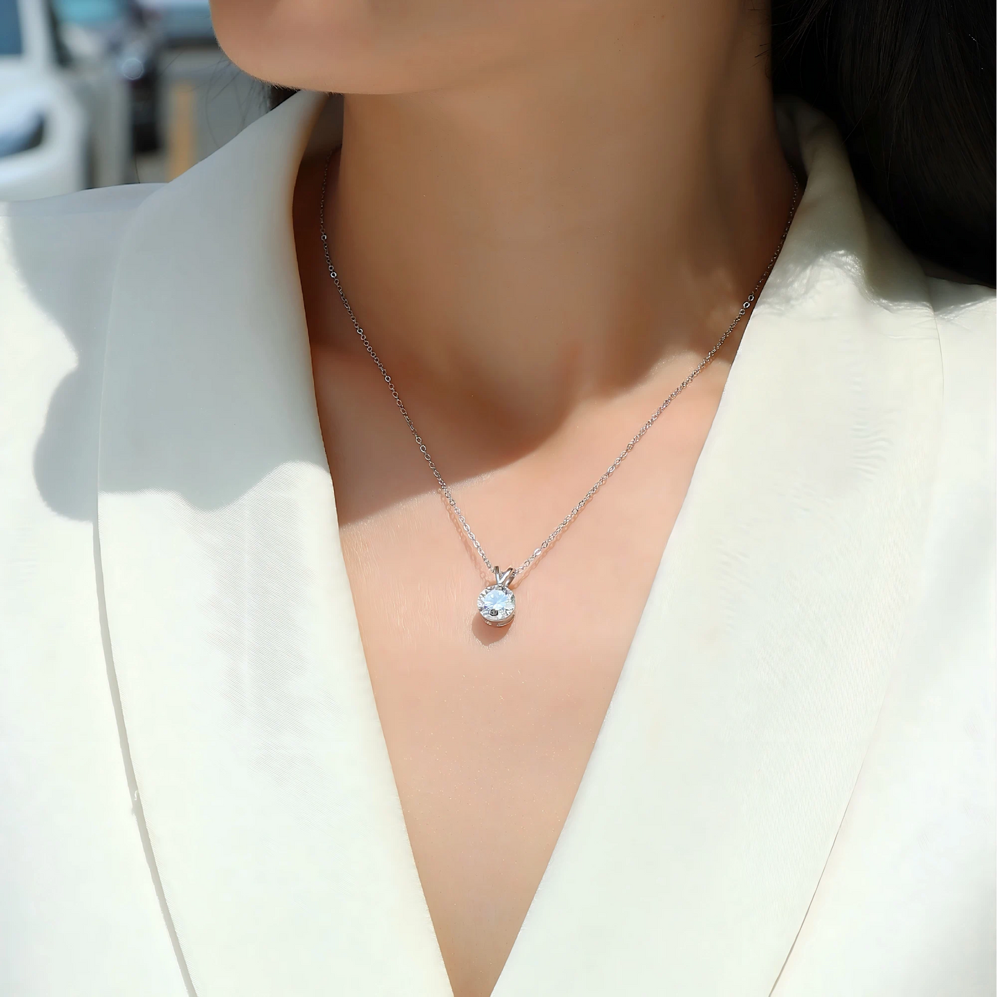 Sparkling V Moissanite Necklace – Elegant & Modern