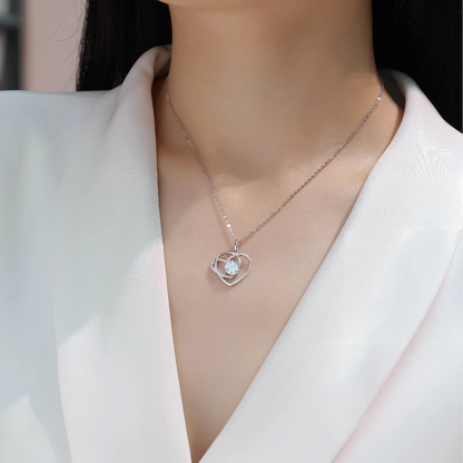 Moissanite Heart Pendant – Intertwined Love Necklace