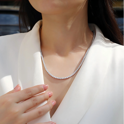 Winter Lake Moissanite Necklace – Elegant Sparkling Square Pendant