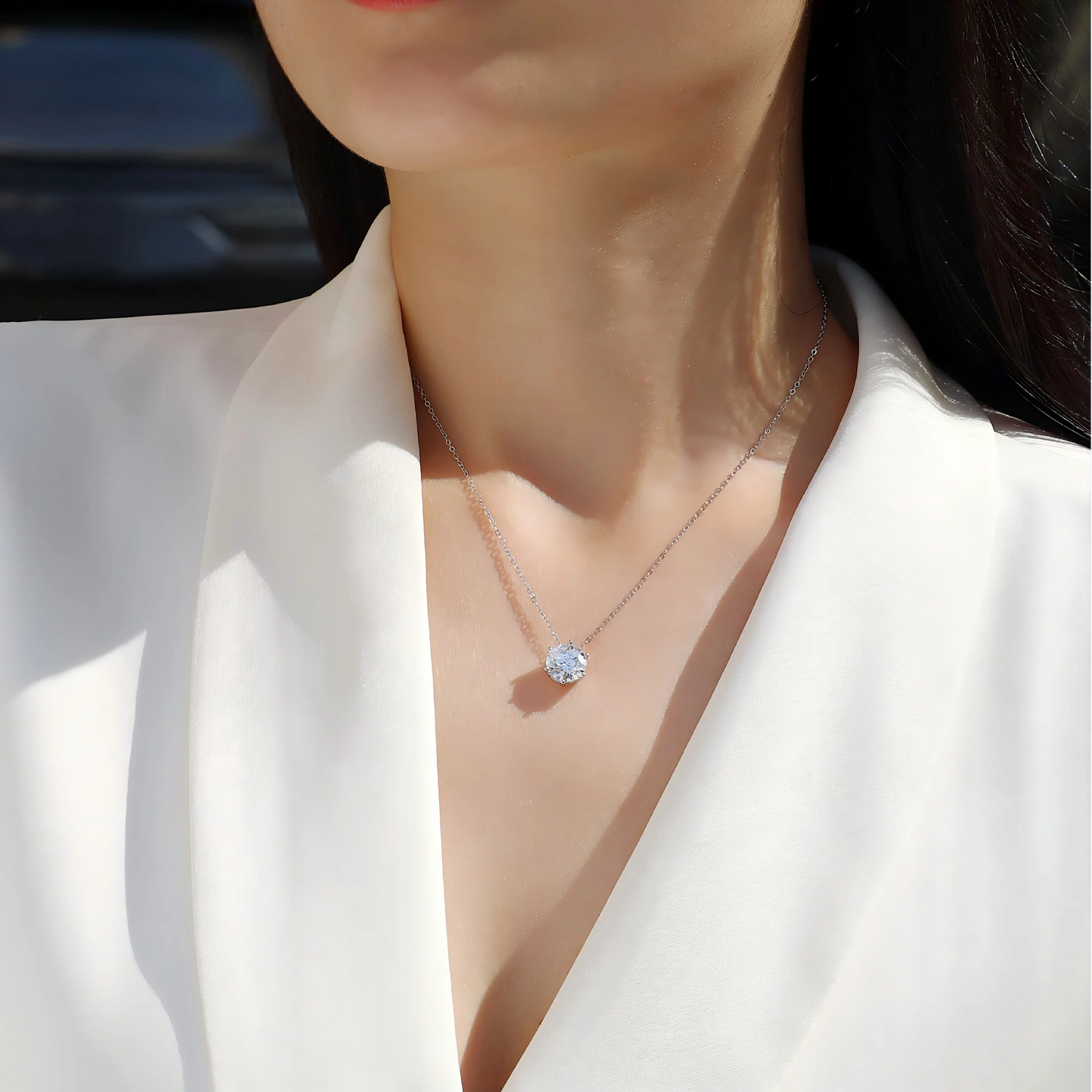 Afternoon Rose Moissanite Pendant – Sparkling Elegant Necklace