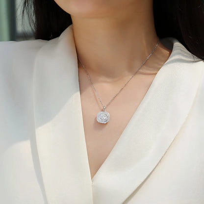 Moissanite Mini Cube Pendant Necklace – Chic Geometric Sparkle