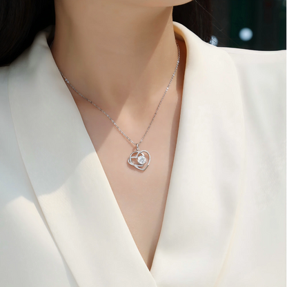 Moissanite Heart Pendant – Intertwined Love Necklace