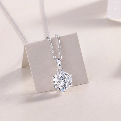 Dancing Breeze Moissanite Pendant – Classic Six-Prong Sparkle