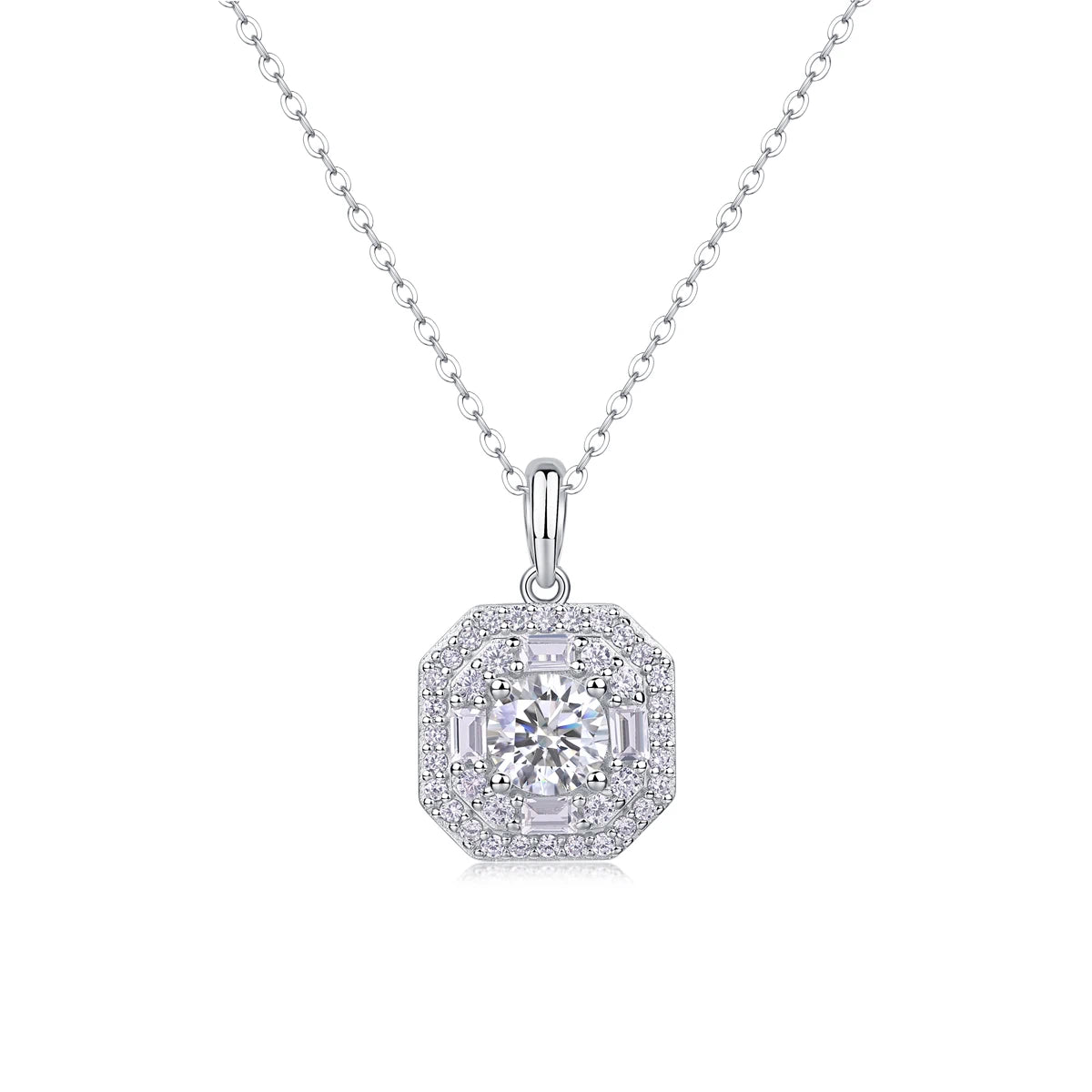 Moissanite Mini Cube Pendant Necklace – Chic Geometric Sparkle