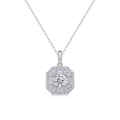 Moissanite Mini Cube Pendant Necklace – Chic Geometric Sparkle