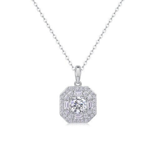 Moissanite Mini Cube Pendant Necklace – Chic Geometric Sparkle
