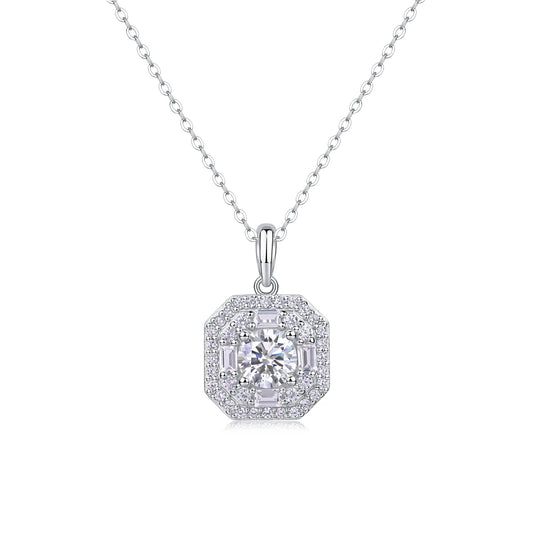 Moissanite Mini Cube Pendant Necklace – Chic Geometric Sparkle
