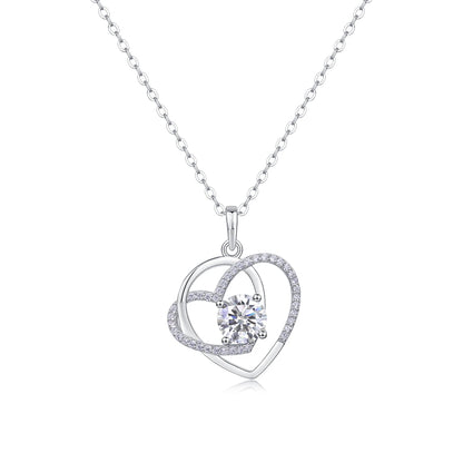 Moissanite Heart Pendant – Intertwined Love Necklace