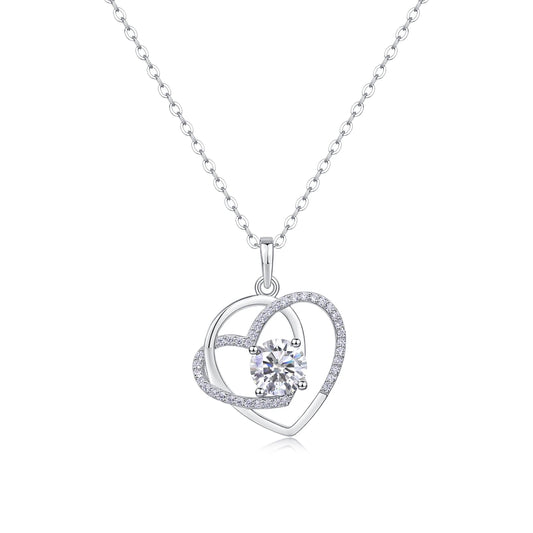 Moissanite Heart Pendant – Intertwined Love Necklace