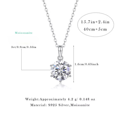 Dancing Breeze Moissanite Pendant – Classic Six-Prong Sparkle