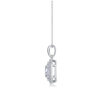 Moissanite Mini Cube Pendant Necklace – Chic Geometric Sparkle