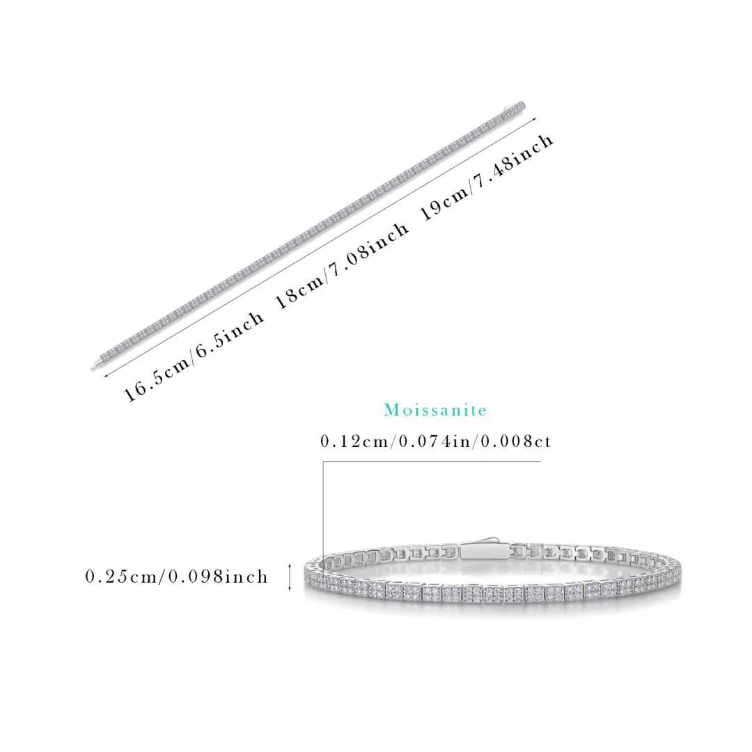 Moissanite Piano Keys Bracelet – Sparkling Square-Cut Elegance