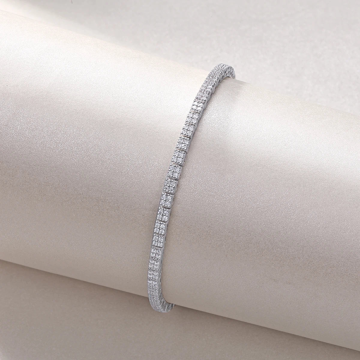 Moissanite Piano Keys Bracelet – Sparkling Square-Cut Elegance