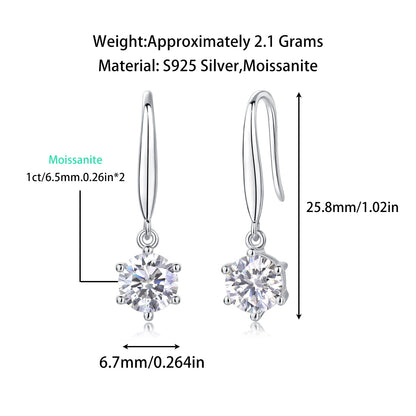 Pulsating Wind Moissanite Stud Earrings – Dazzling Round Cut, Six-Prong Elegant Setting, Sparkling Luxury Jewelry